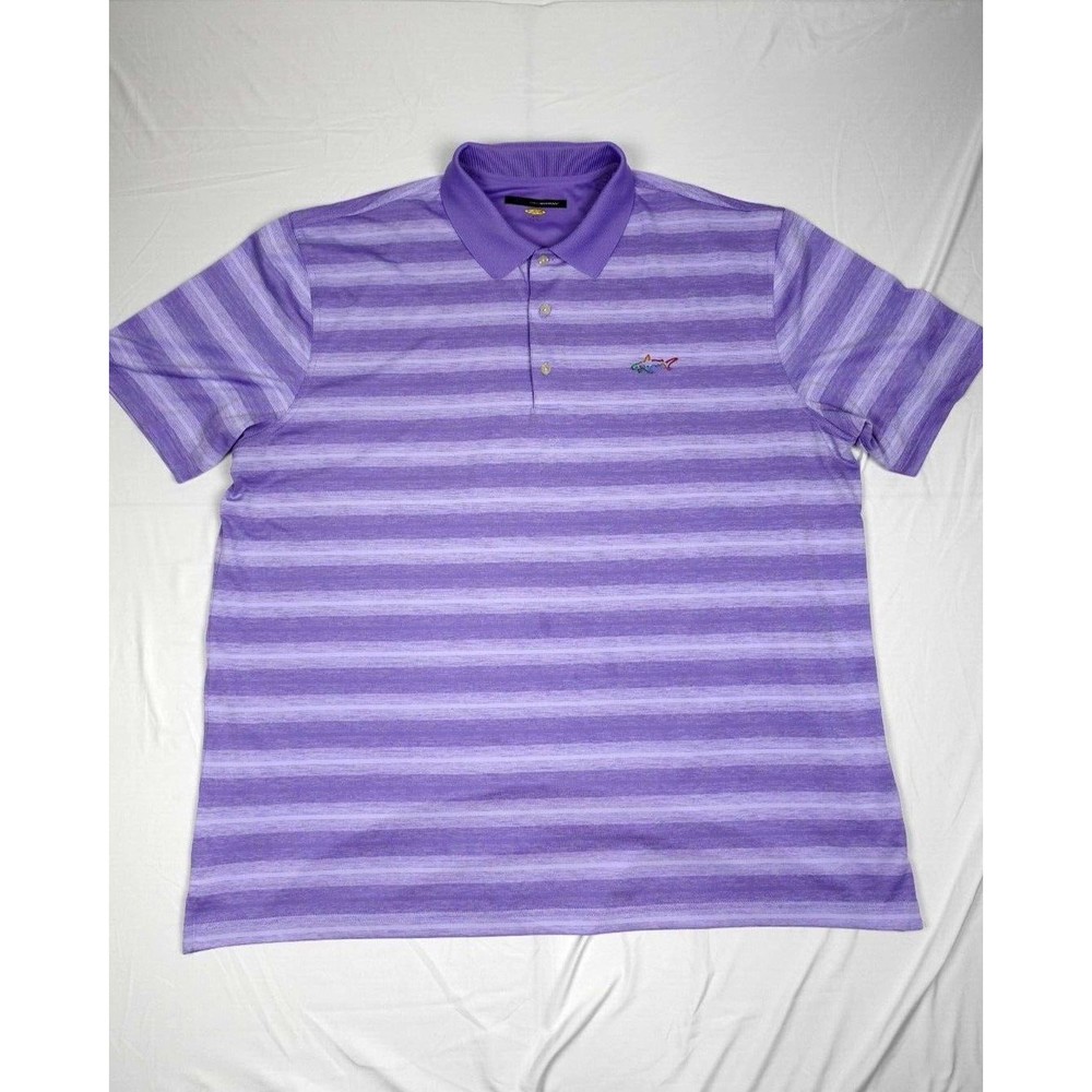 Greg Norman Polo Shirt Adult XL Play Dry Stripe Purple Pullover Short Sleeve Men